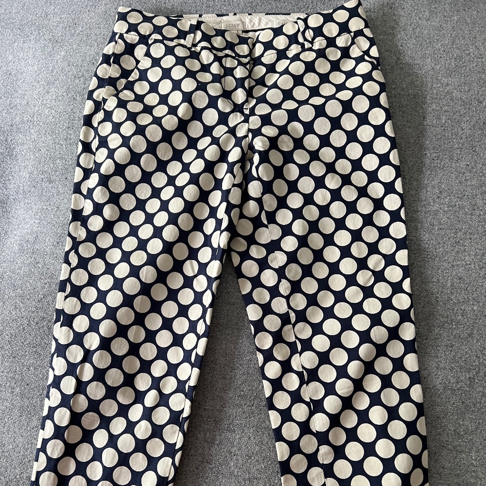 JCrew Cafe Capri in pop art polka-dots pants, size 00 petite